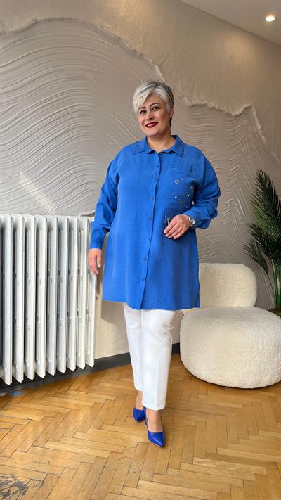 Selma Büyük Beden Kuşgözlü Gömlek