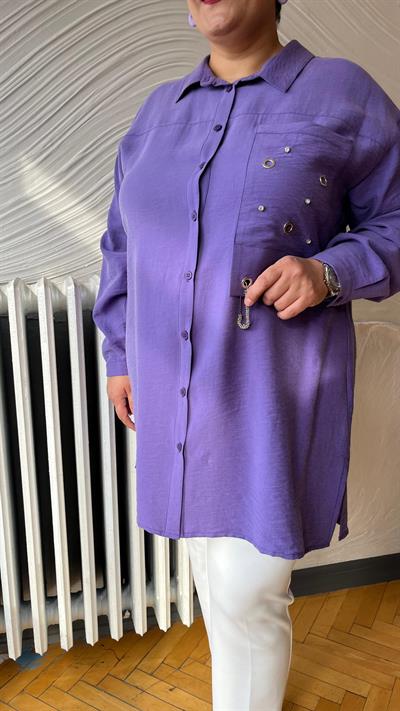 Selma Büyük Beden Kuşgözlü Gömlek