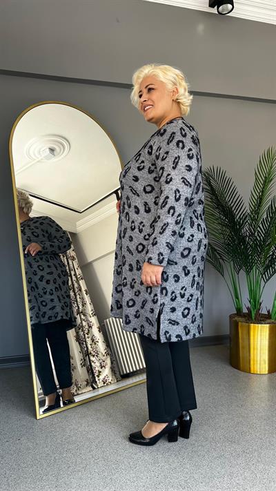 Selma Büyük Beden Leopar Desenli Bluz