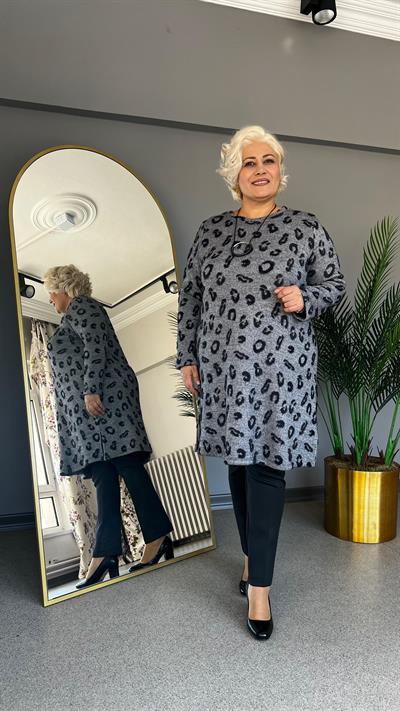 Selma Büyük Beden Leopar Desenli Bluz