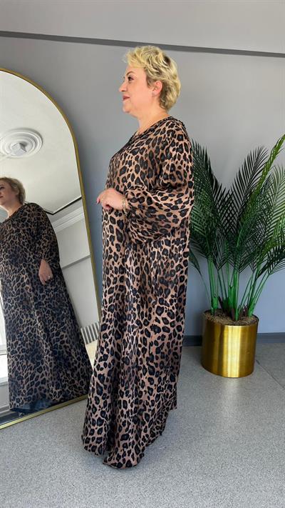 Selma Büyük Beden Leopar Desenli Elbise