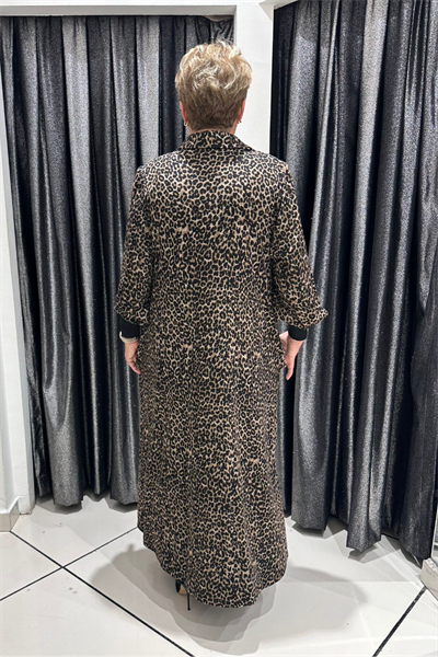 Selma Büyük Beden Leopar Desenli Örme Elbise