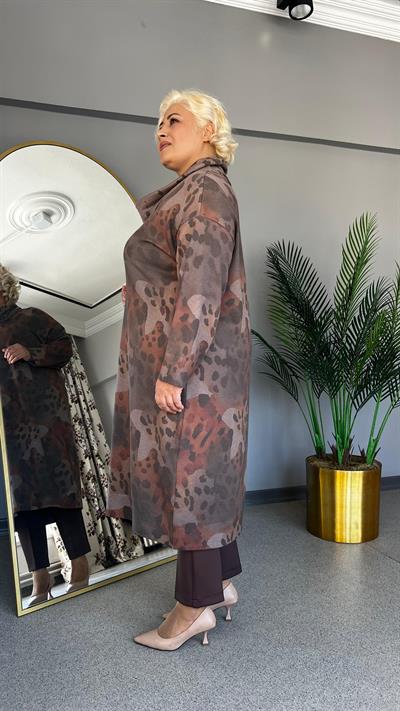 Selma Büyük Beden Leopar Desenli Renkli Elbise