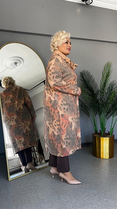 Selma Büyük Beden Leopar Desenli Renkli Elbise