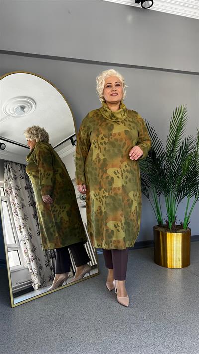 Selma Büyük Beden Leopar Desenli Renkli Elbise