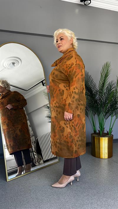 Selma Büyük Beden Leopar Desenli Renkli Elbise