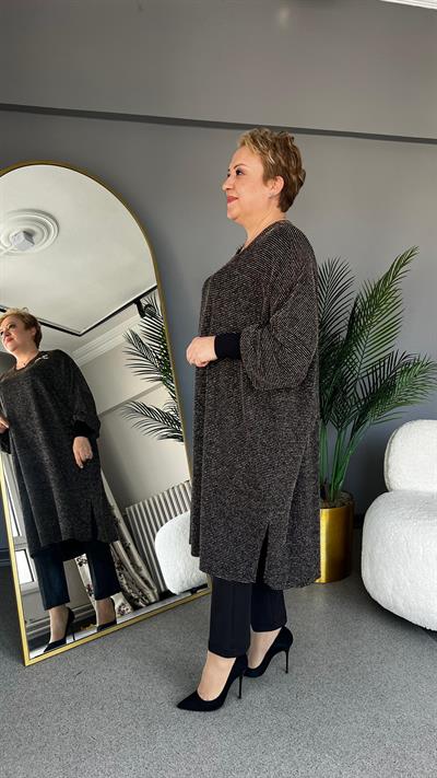 Selma Büyük Beden Likralı Çizgili Tunik