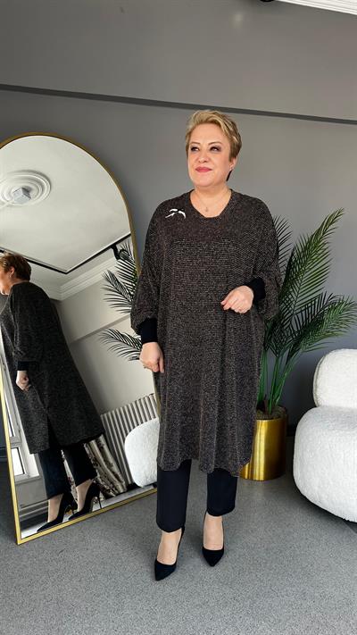 Selma Büyük Beden Likralı Çizgili Tunik