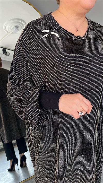 Selma Büyük Beden Likralı Çizgili Tunik