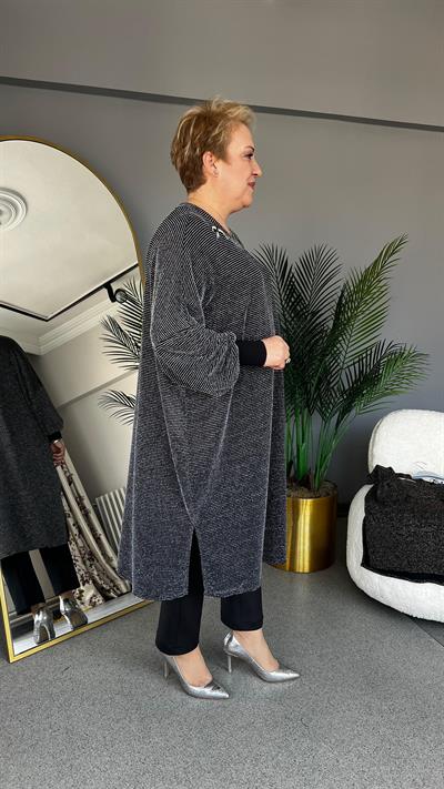 Selma Büyük Beden Likralı Çizgili Tunik