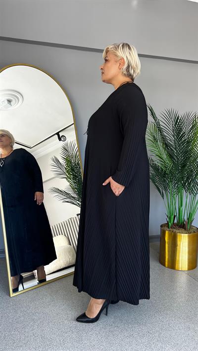 Selma Büyük Beden Likralı Plise Tunik-Elbise