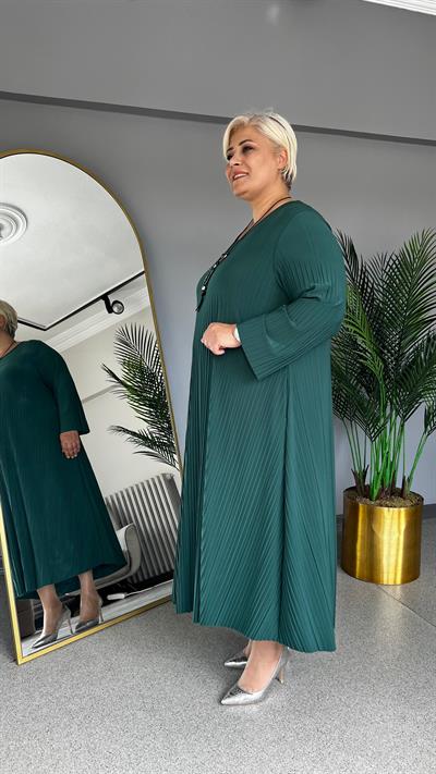 Selma Büyük Beden Likralı Plise Tunik-Elbise