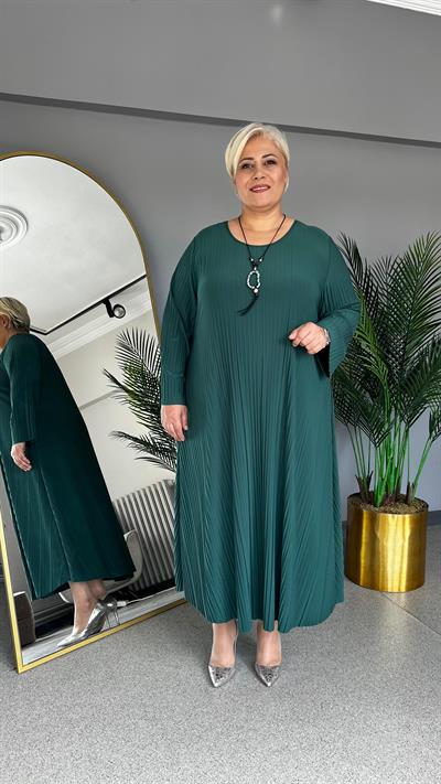 Selma Büyük Beden Likralı Plise Tunik-Elbise