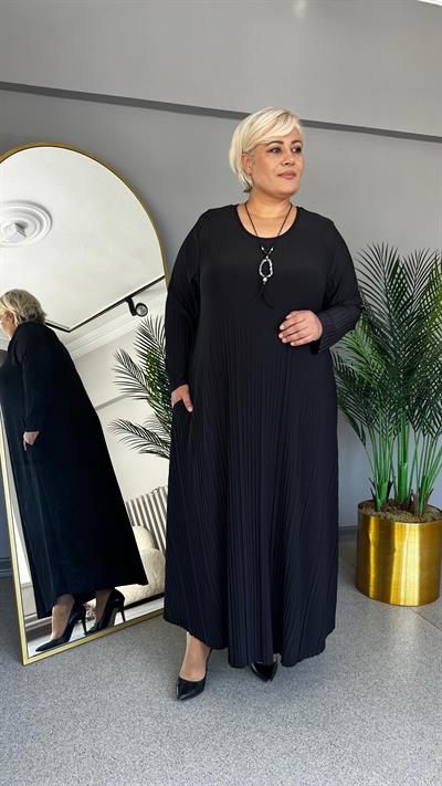 Selma Büyük Beden Likralı Plise Tunik-Elbise