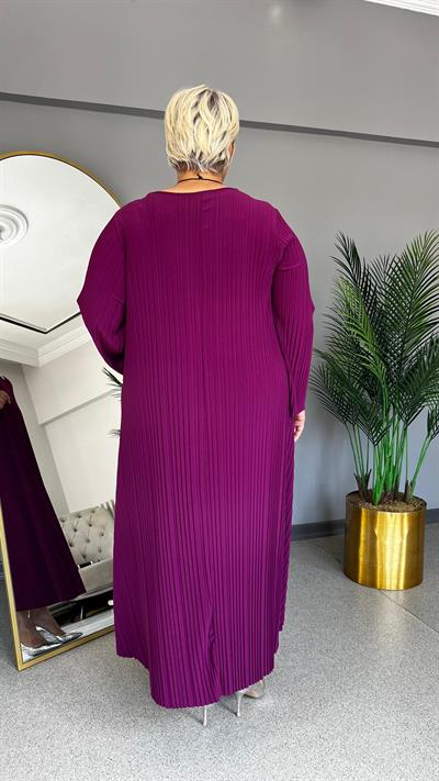 Selma Büyük Beden Likralı Plise Tunik-Elbise