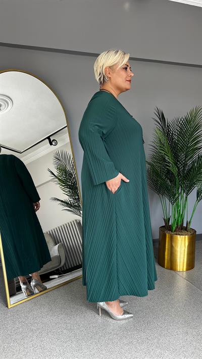 Selma Büyük Beden Likralı Plise Tunik-Elbise