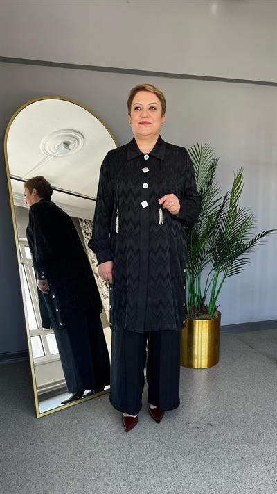 Selma Büyük Beden Lyocell Pantolonlu Takım