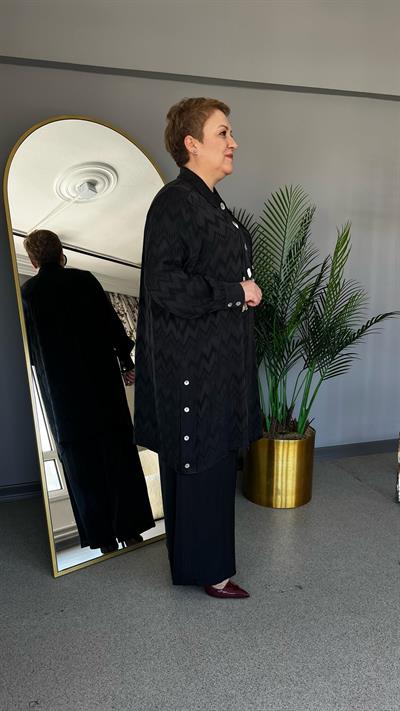 Selma Büyük Beden Lyocell Pantolonlu Takım