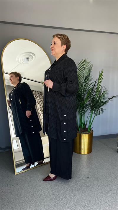 Selma Büyük Beden Lyocell Pantolonlu Takım