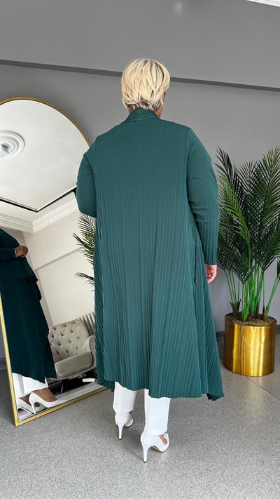 Selma Büyük Beden Mendil Yakalı Plise Hırka