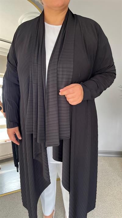 Selma Büyük Beden Mendil Yakalı Plise Hırka