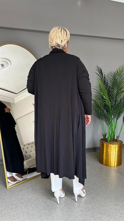 Selma Büyük Beden Mendil Yakalı Plise Hırka