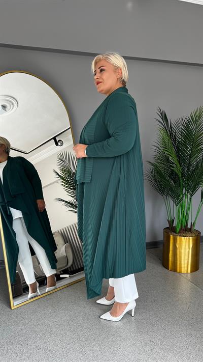 Selma Büyük Beden Mendil Yakalı Plise Hırka