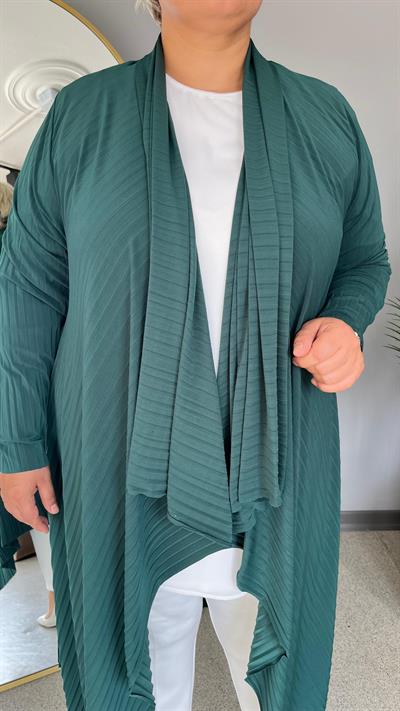 Selma Büyük Beden Mendil Yakalı Plise Hırka