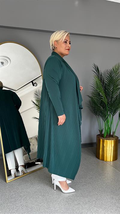 Selma Büyük Beden Mendil Yakalı Plise Hırka