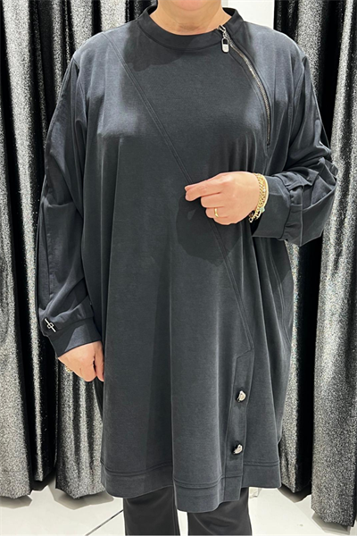 Selma Büyük Beden Modern Çapraz Fermuar Tunik