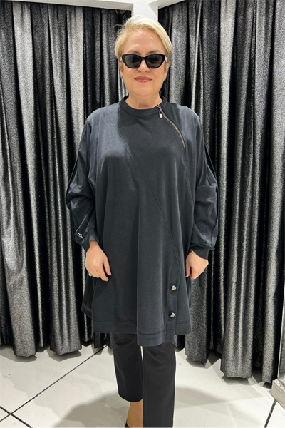 Selma Büyük Beden Modern Çapraz Fermuar Tunik