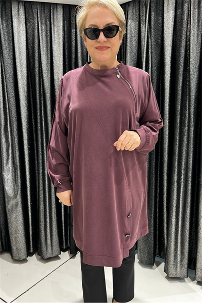 Selma Büyük Beden Modern Çapraz Fermuar Tunik
