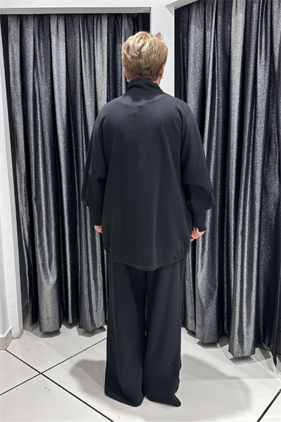 Selma Büyük Beden Modern Desen İşlemeli Fermuarlı Takım