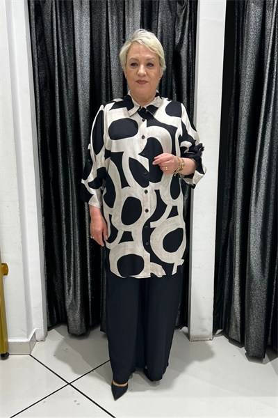 Selma Büyük Beden Modern Desenli Alt Üst Takım