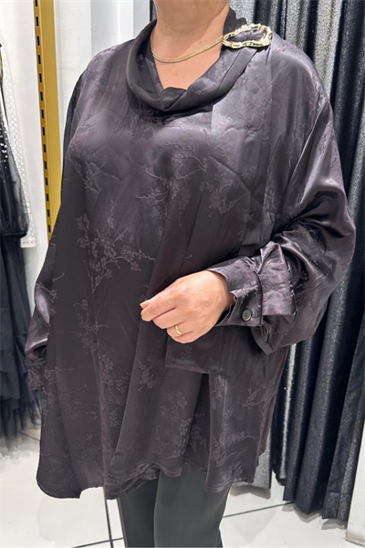 Selma Büyük Beden Modern Detaylı Saten Tunik