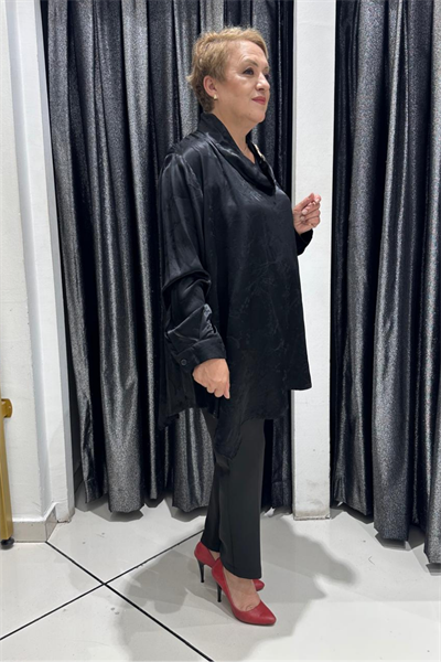 Selma Büyük Beden Modern Detaylı Saten Tunik