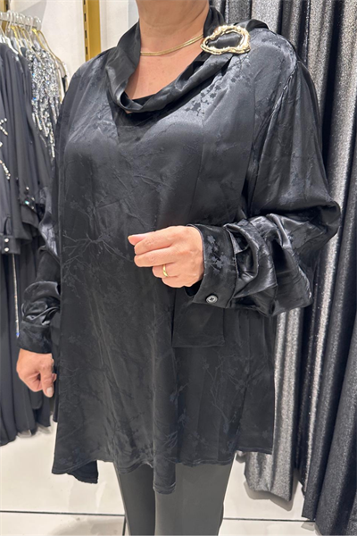Selma Büyük Beden Modern Detaylı Saten Tunik