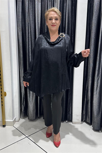 Selma Büyük Beden Modern Detaylı Saten Tunik
