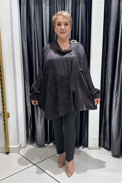 Selma Büyük Beden Modern Detaylı Saten Tunik