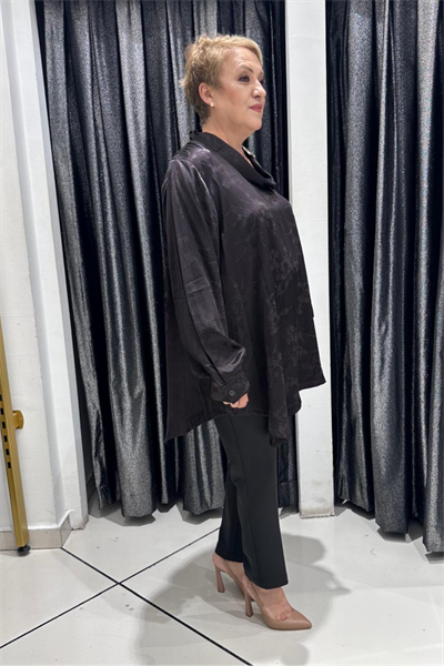 Selma Büyük Beden Modern Detaylı Saten Tunik