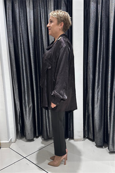 Selma Büyük Beden Modern Detaylı Saten Tunik