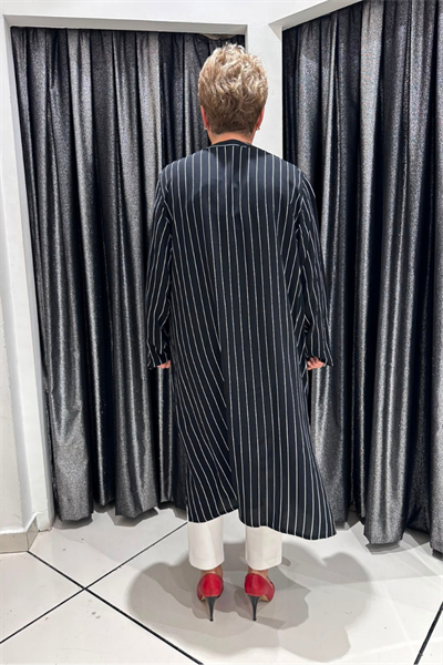 Selma Büyük Beden Modern Tasarım Çizgili Gömlek