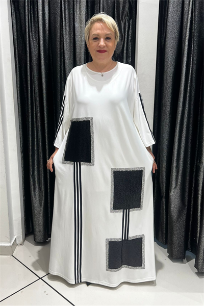 Selma Büyük Beden Modern Tasarım Uzun Elbise