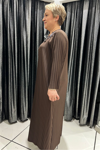 Selma Büyük Beden Omuz Detaylı Tasarım Uzun Elbise