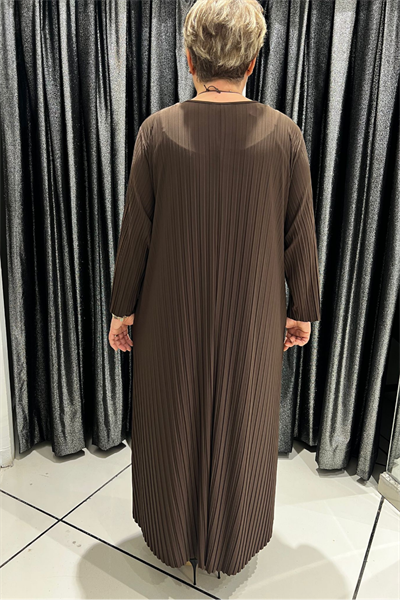 Selma Büyük Beden Omuz Detaylı Tasarım Uzun Elbise