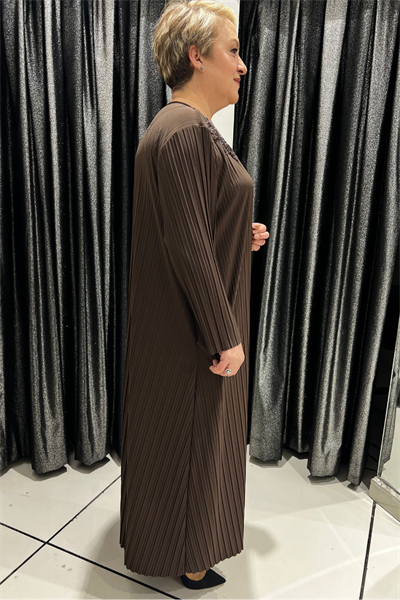 Selma Büyük Beden Omuz Detaylı Tasarım Uzun Elbise