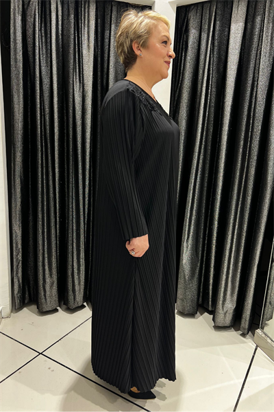 Selma Büyük Beden Omuz Detaylı Tasarım Uzun Elbise