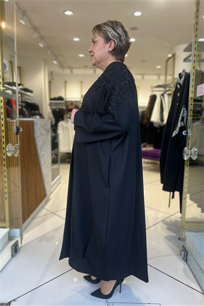 Selma Büyük Beden Omuz Detaylı Uzun Kap