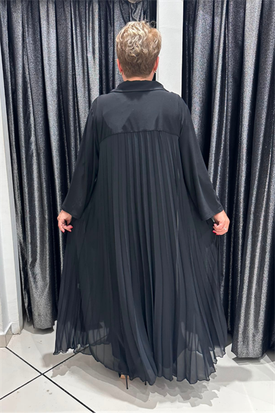 Selma Büyük Beden Örme Plise İçlikli Elbise
