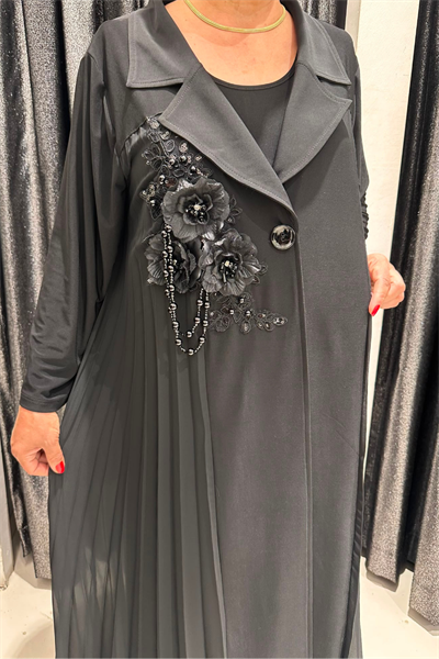 Selma Büyük Beden Örme Plise İçlikli Elbise